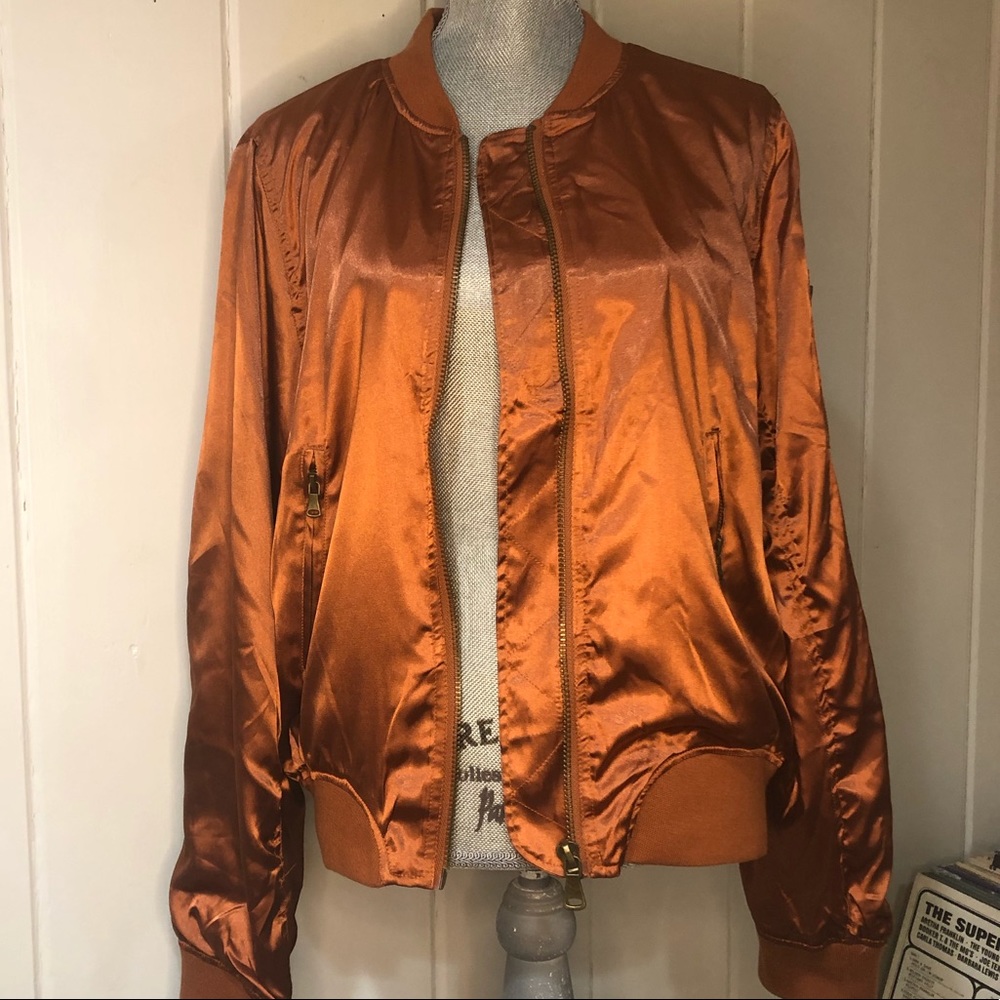 Cotton Candy LA satin copper bomber jacket size L